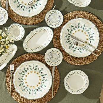 Adelina Stoneware 26 Parça 6 Kişilik Kahvaltı Takımı Yeşil