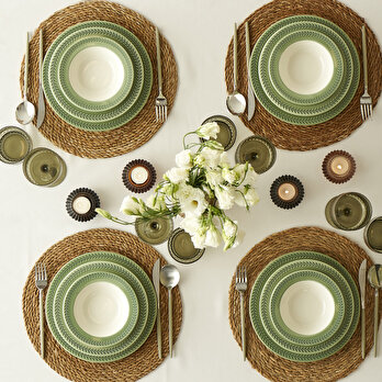 Monica Stoneware 12 Parça 4 Kişilik Yemek Takımı Yeşil