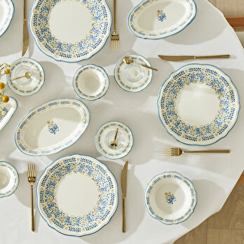 Liana Stoneware 26 Parça 6 Kişilik Kahvaltı Takımı Mavi
