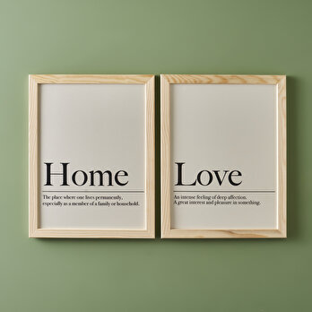 Home Love Çerçeveli Tablo 2'li Naturel (30x40 cm)