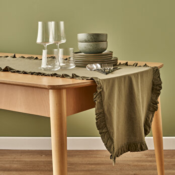 %100 Pamuk Elegance Runner Haki (50x150 cm)