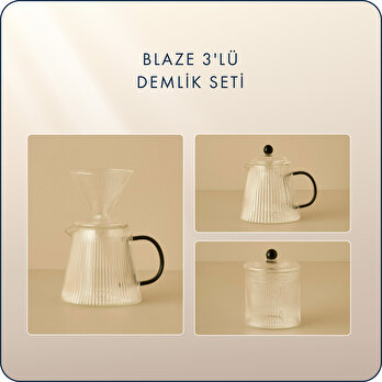 Blaze 3'lü Demlik Seti Naturel